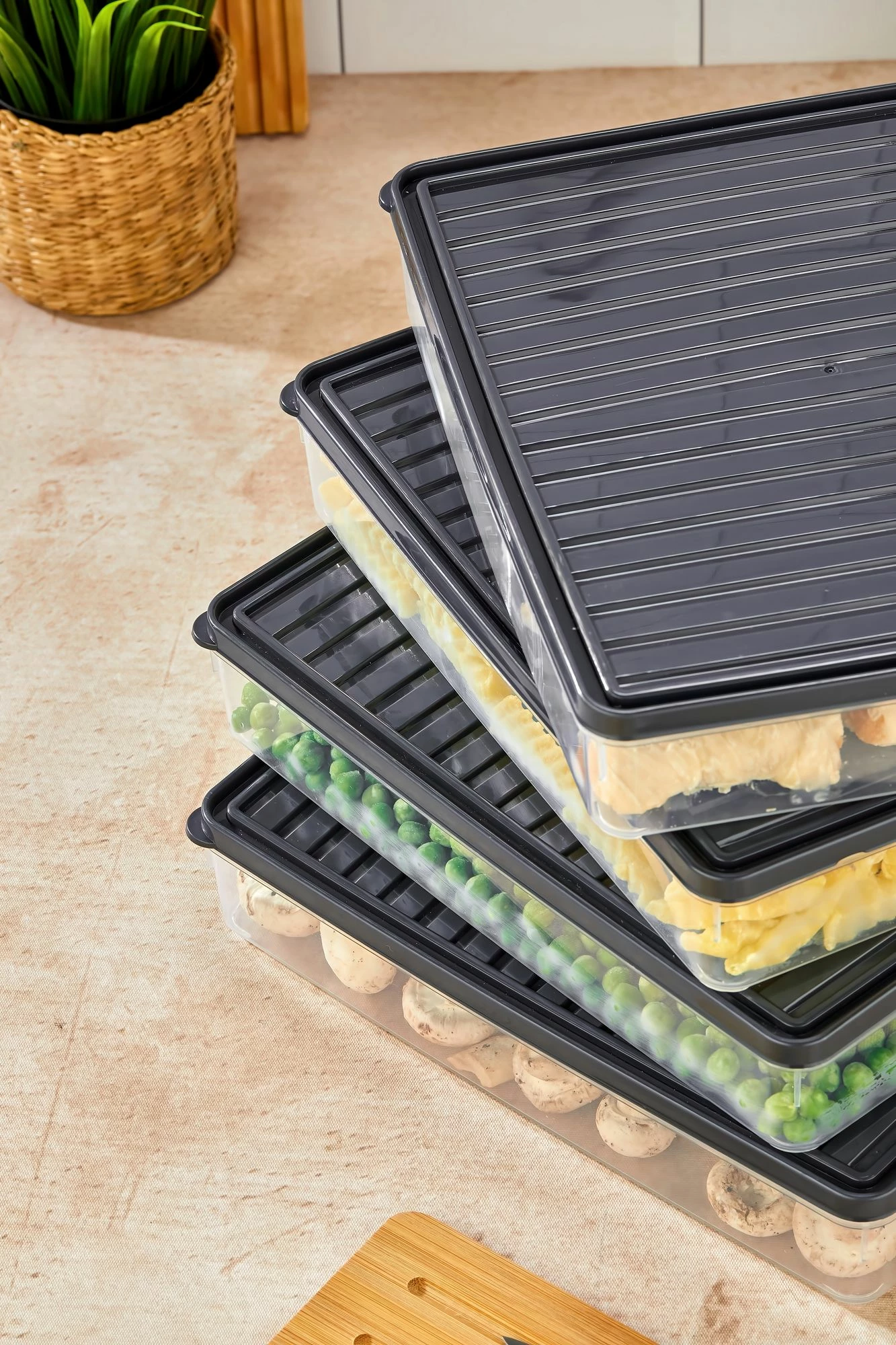 Set kuti plastike për organizim, 4 copë, ngjyrë antracit, VİTABOX4'LÜ-ANTRASİT, 2.8L