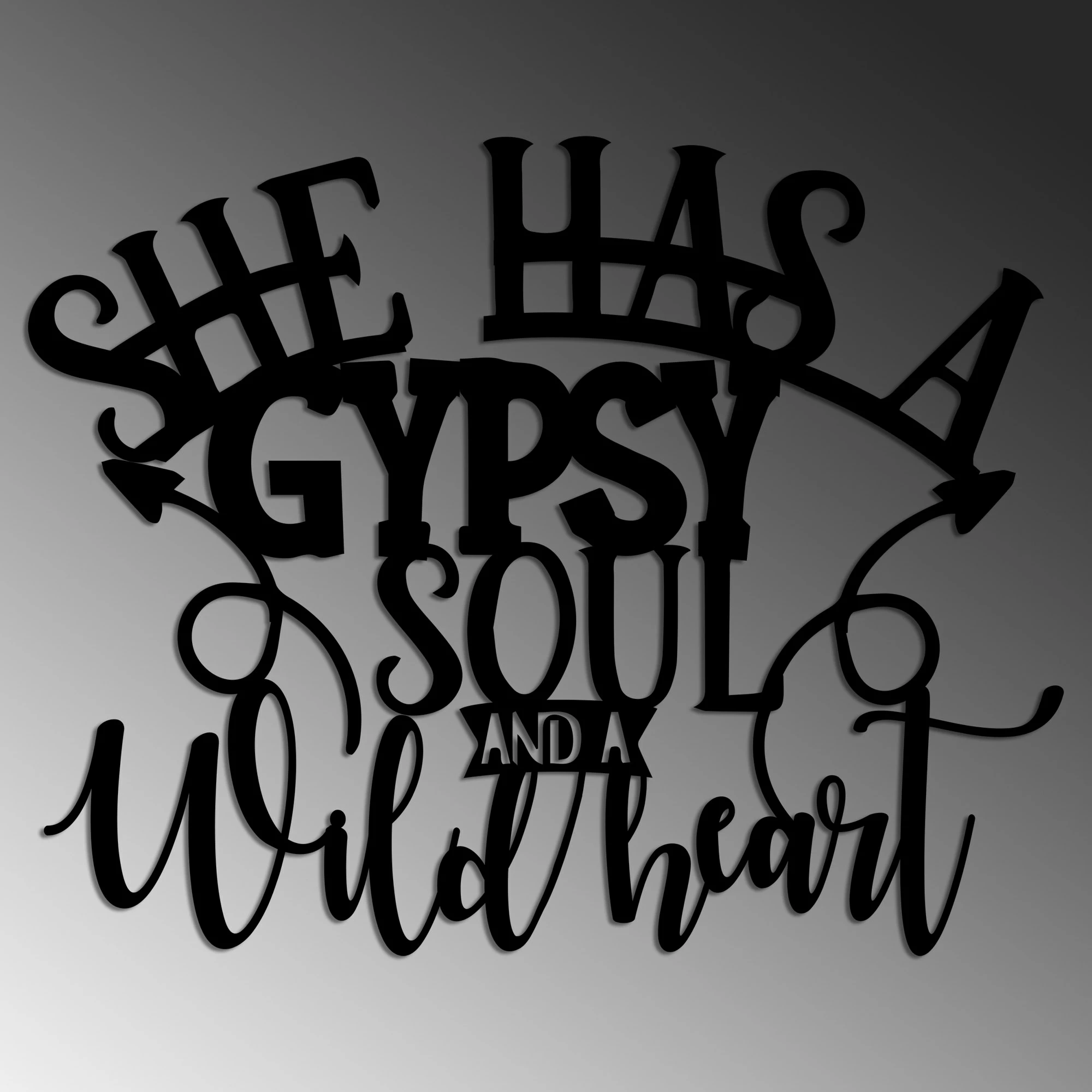 Aksesor muri dekorativ prej metali, Gypsy Soul, ngjyrë e zezë