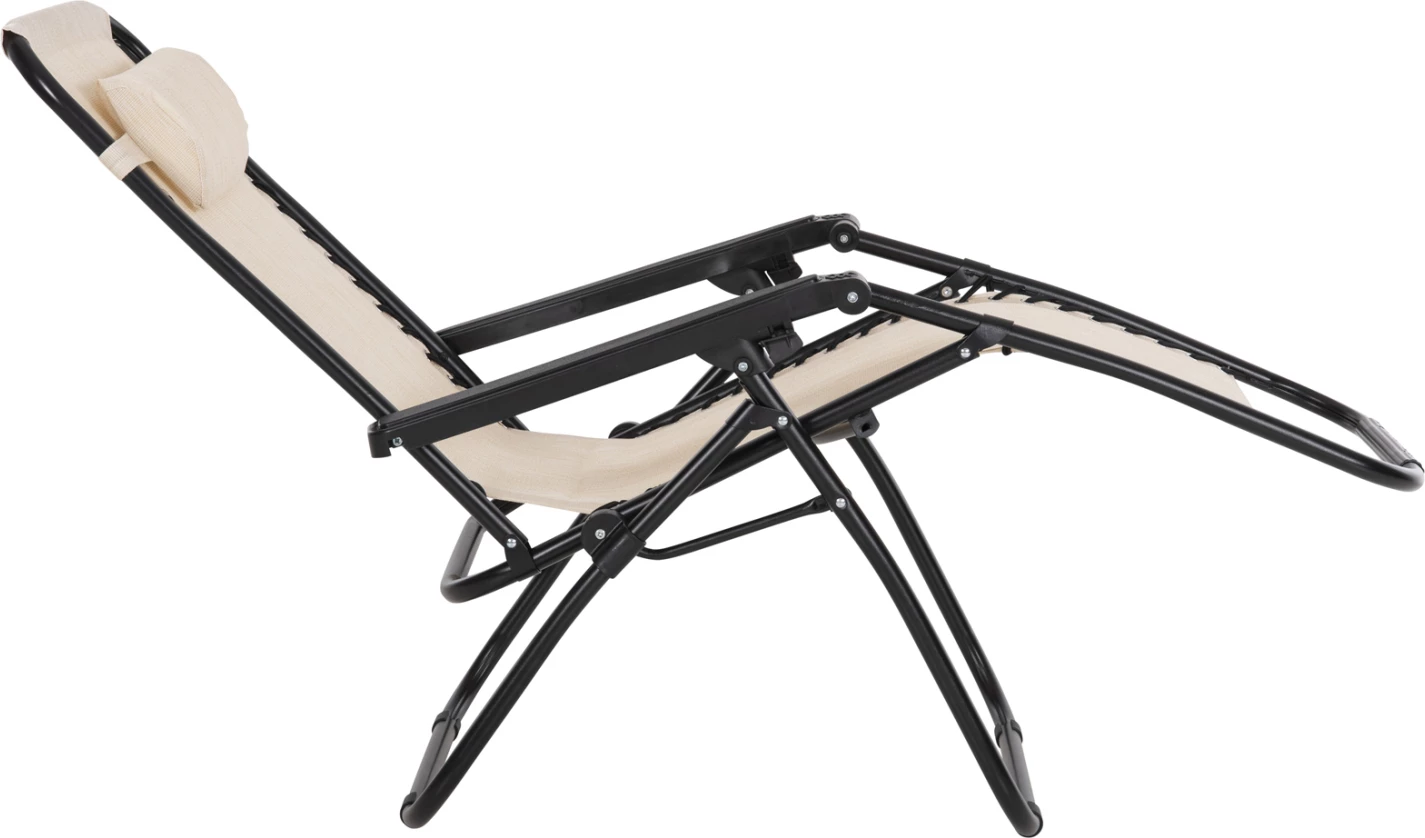 Karrige relaks COMPANION HM5095.12, metal i zi + textilene bezhë, 67x145x110H cm