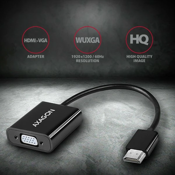 Adapter HDMI në VGA AXAGON RVH-VGAN me dalje audio, micro USB, i zi
