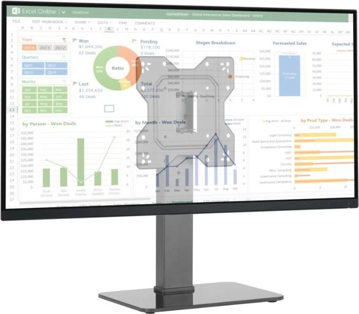 Qëndrim tavoline Techly 364095 për monitor/TV 23-43", 40kg, i zi