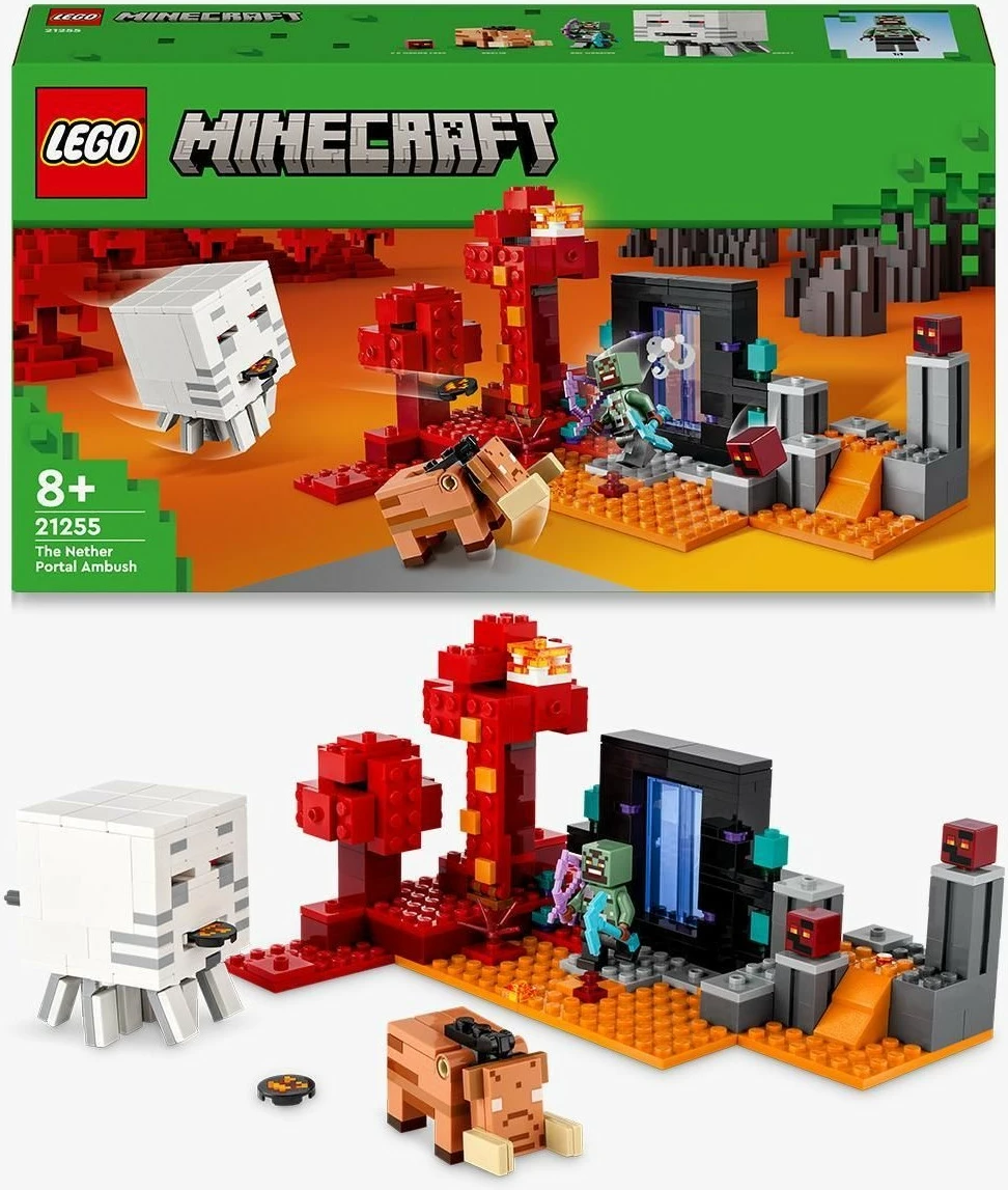 Set ndërtimi LEGO Minecraft 21255 Hinterhalt am Netherportal, shumëngjyrësh