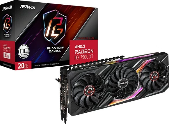 Kartelë grafike ASRock RX7900XT PG 20GO, Radeon RX 7900 XT, 20 GB, GDDR6, 320 bit, e zezë