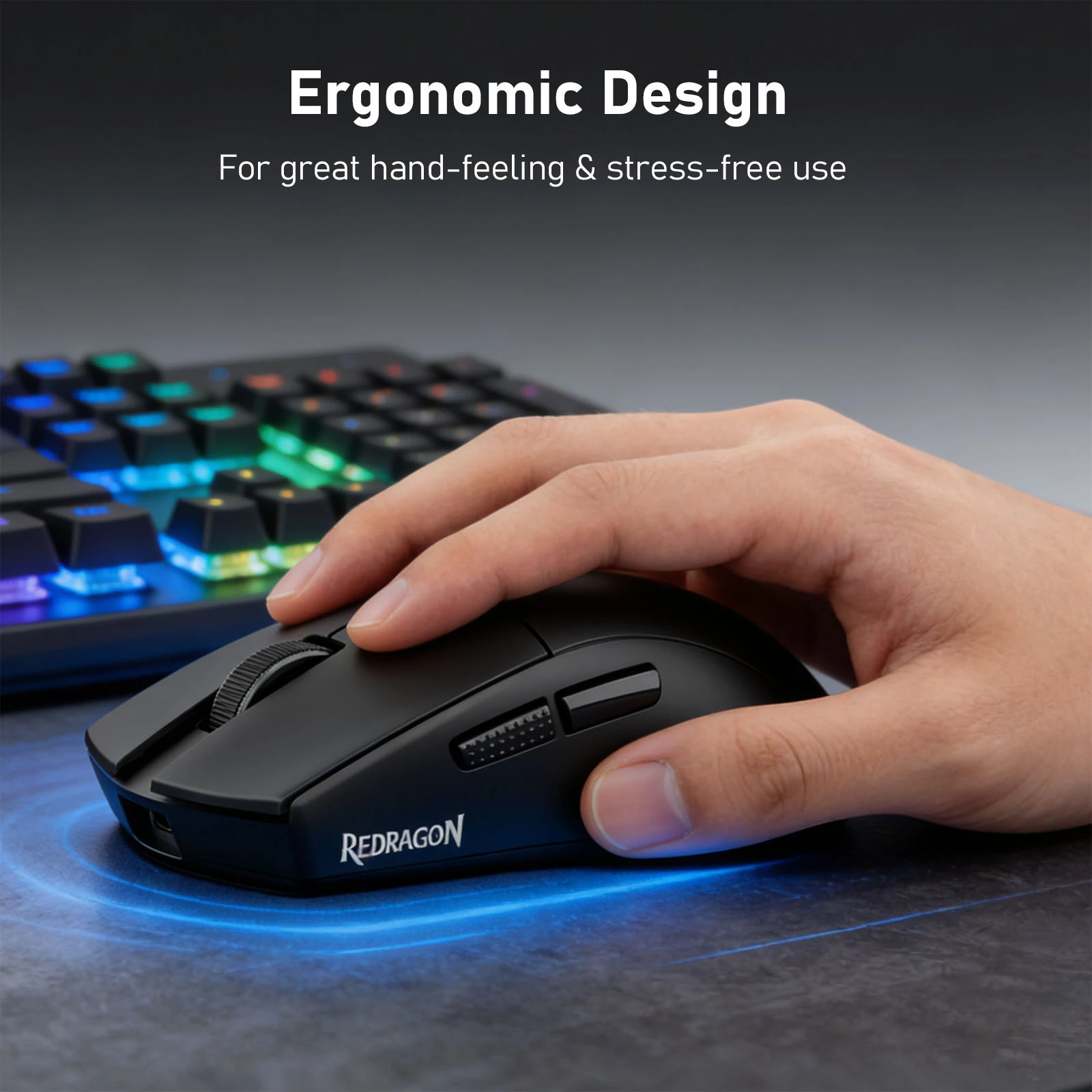 Maus gaming Redragon King Ultra M999, 2.4GHz wireless + Bluetooth 5.1 + wired, 5 nivele DPI, zi, me stacion karikimi RGB magnetik