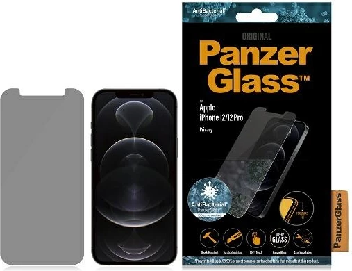 Xham mbrojtës PanzerGlass Standard Super+ për iPhone 12/12 Pro, antibakterial, privatësi