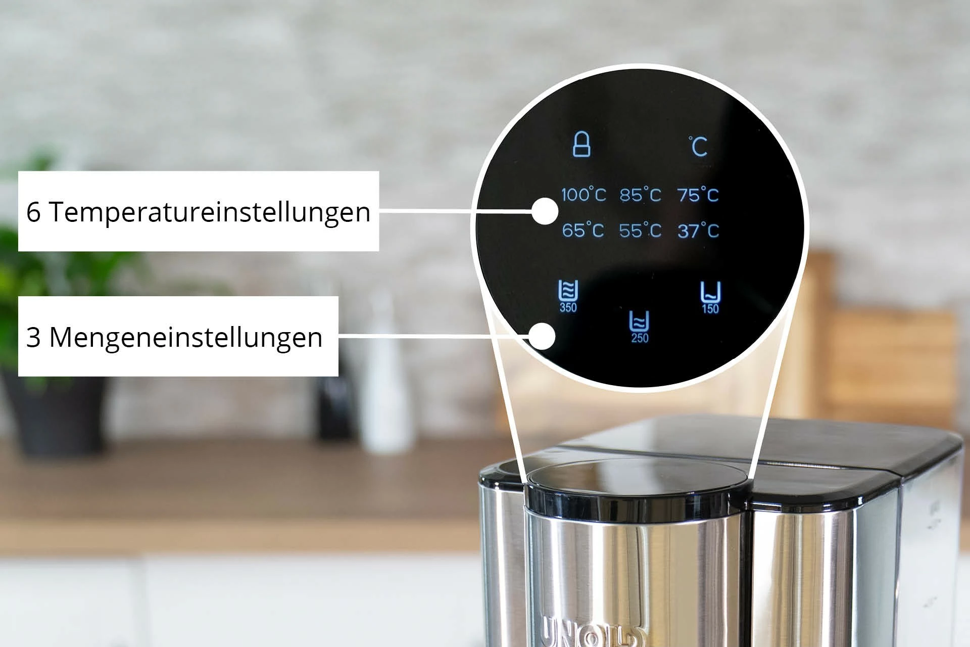 Ngrohës uji elektrik UNOLD 18615 Ava Express, 2200W, 6 temperatura, inox/zi