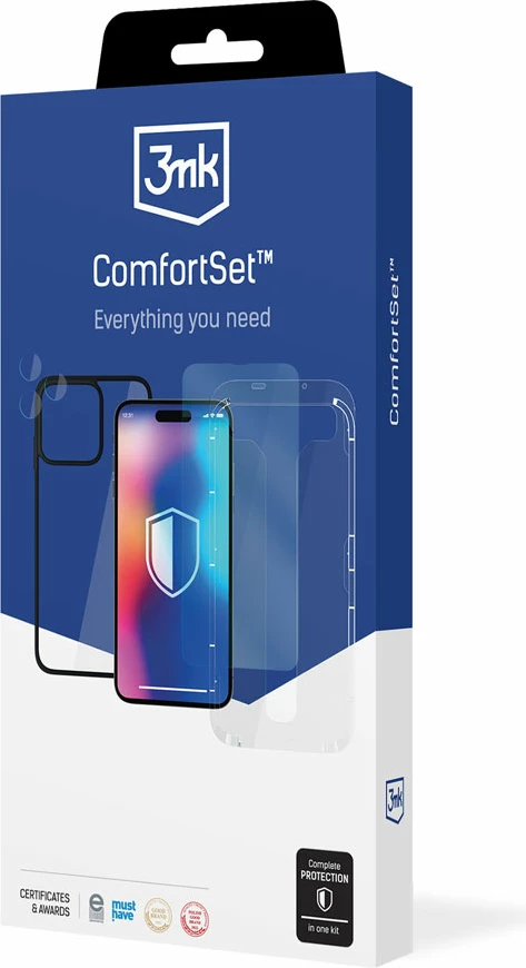 Set mbrojtës për telefon 3mk Comfort Set 4in1 për iPhone 14 Pro Max, Zi