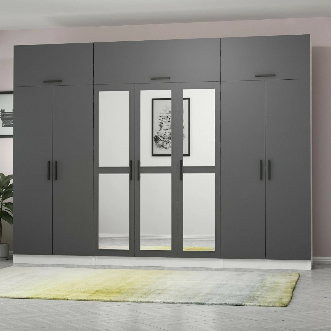 Dollap Skye Decor, anthracit-bardhë, 315x235x52cm, 13 pjesë