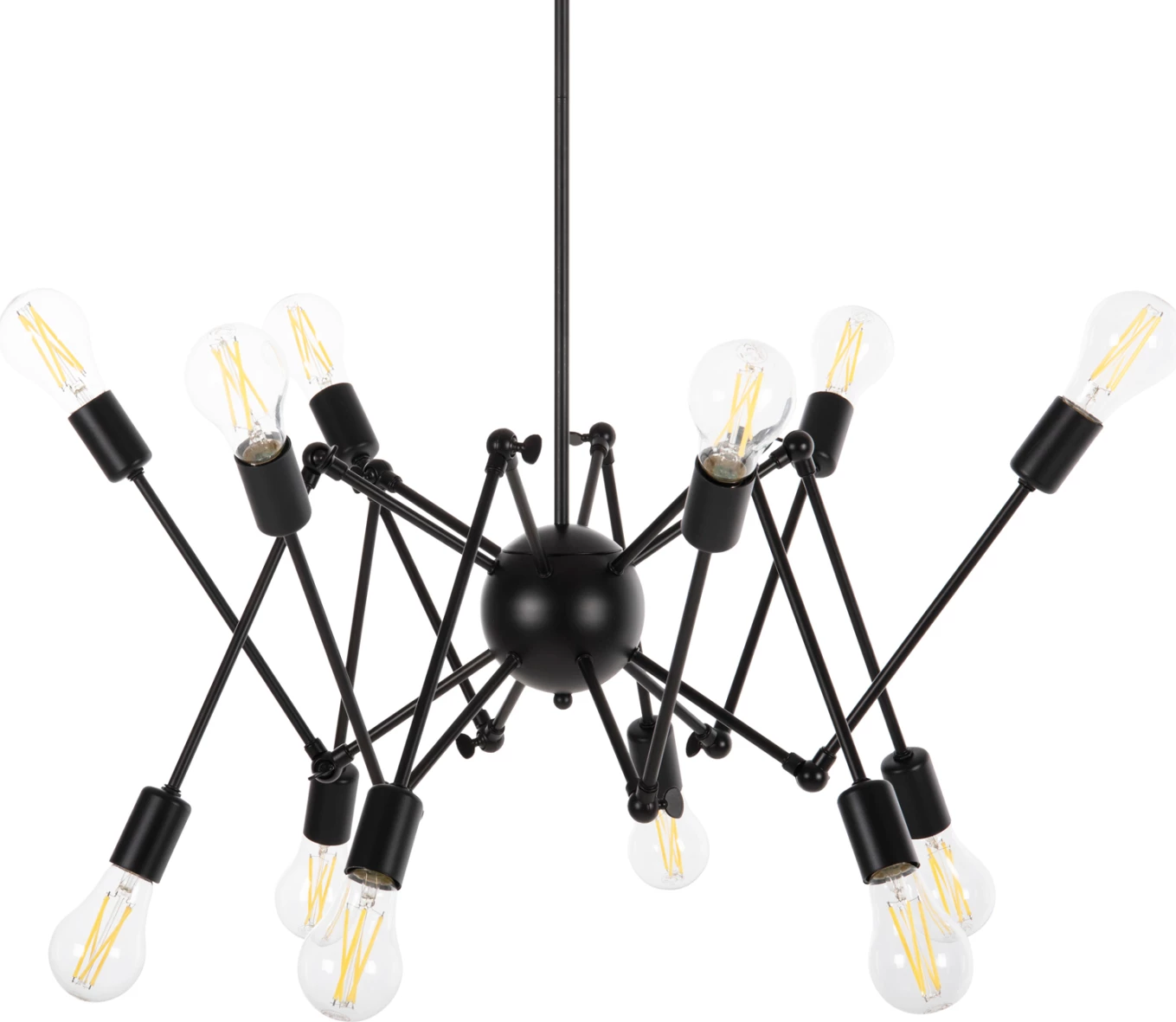 Llambadar tavani 12-drita, FH4167, metal i zi, krahë të artikuluara, Φ92x120Hcm