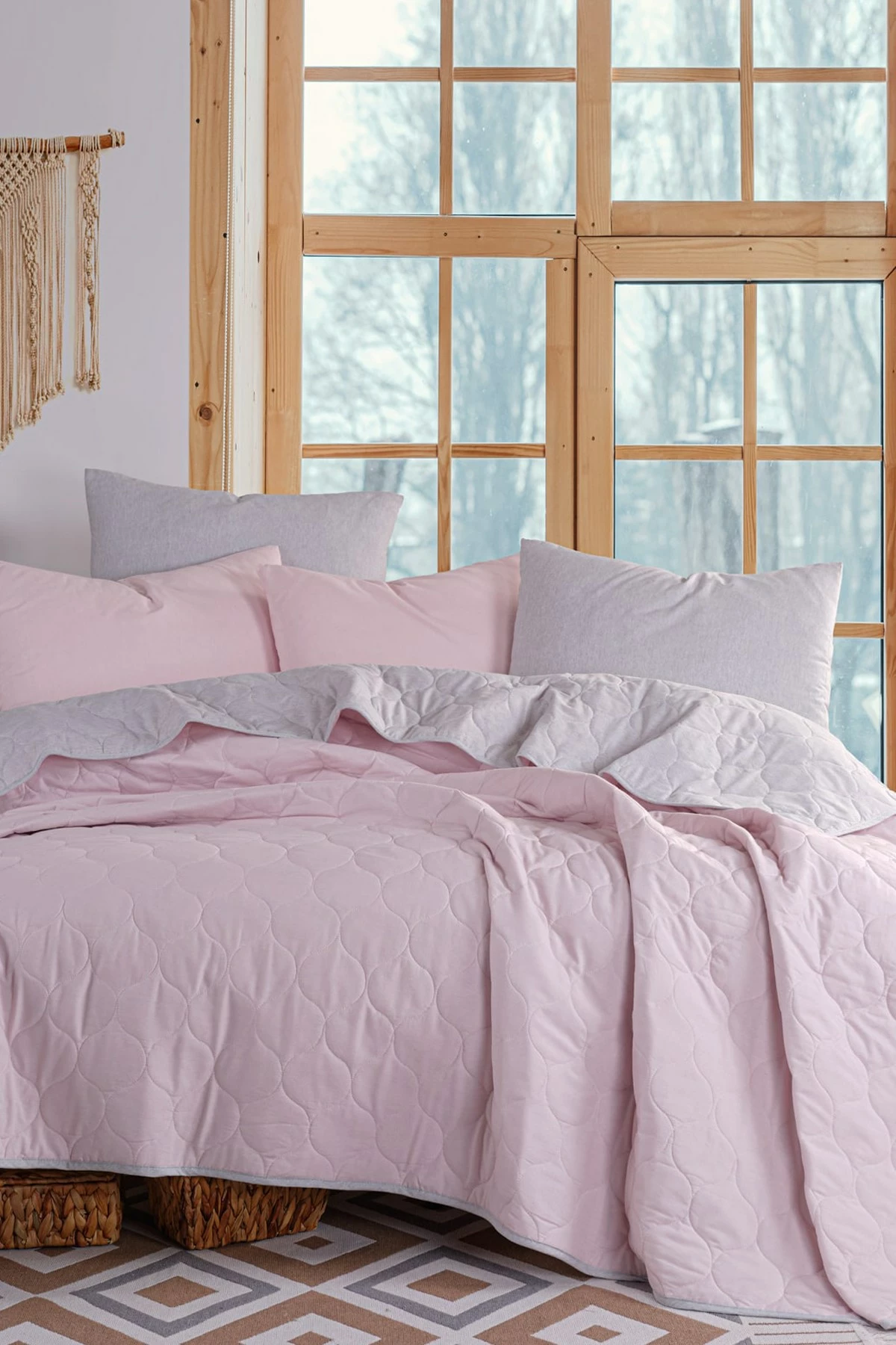 Jorgan i vetëm, ngjyrë pluhur dhe gri, L'essentiel