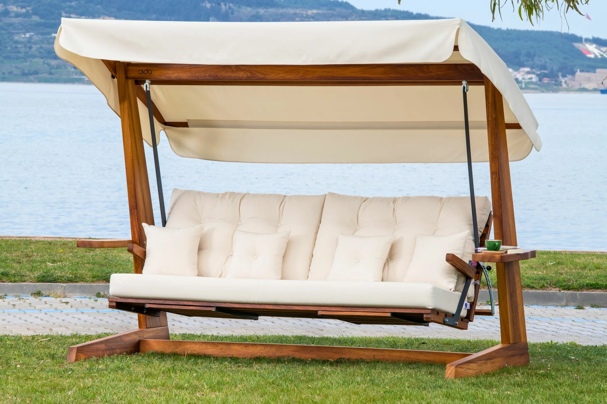 Karrige lëkundëse treshe për kopsht, ngjyrë bezhë, Luna Deluxe 2600