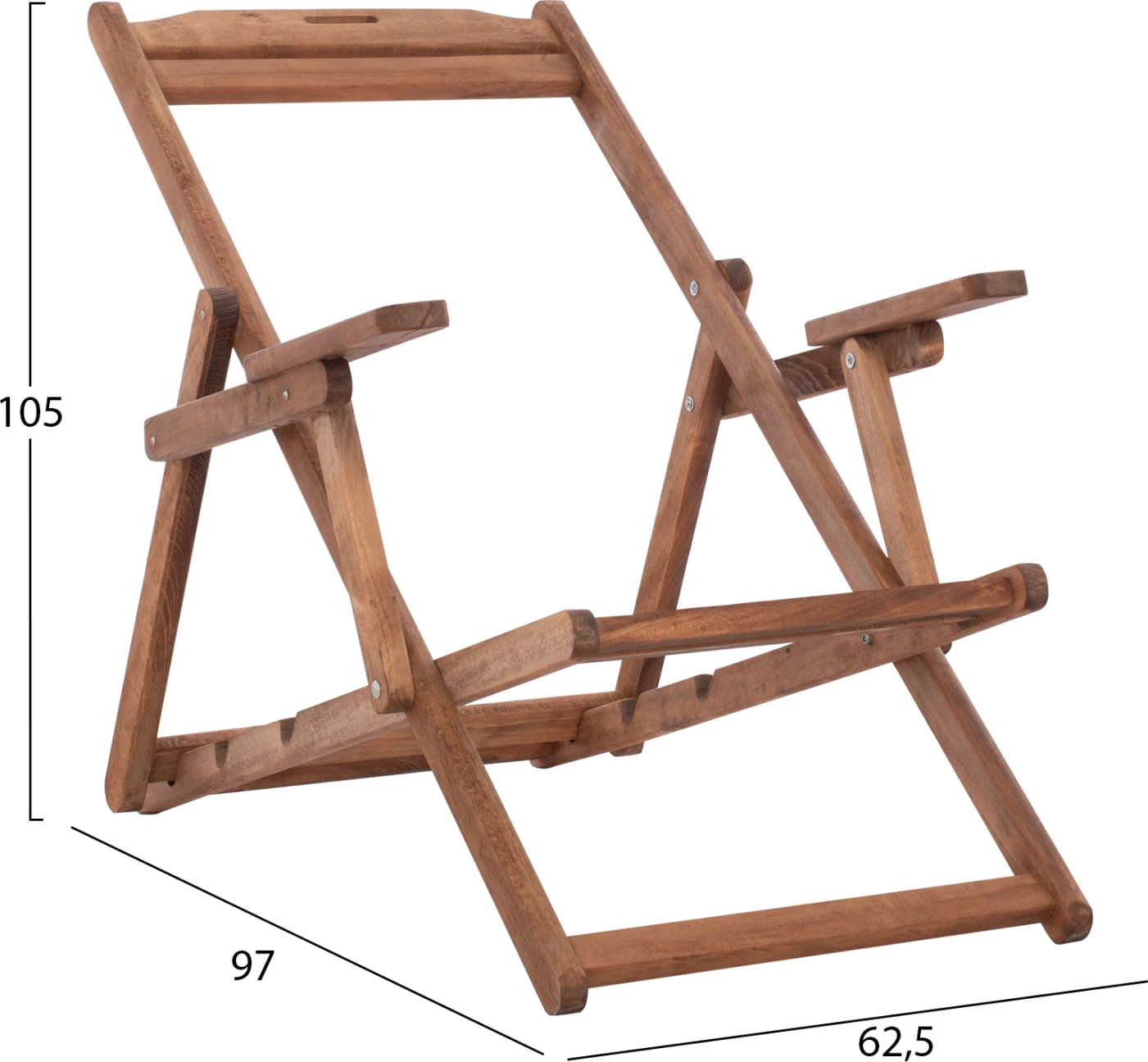Karrige lounge Limnos me krah, ngjyrë arre, FH5799.01, 62.5x97x105 cm