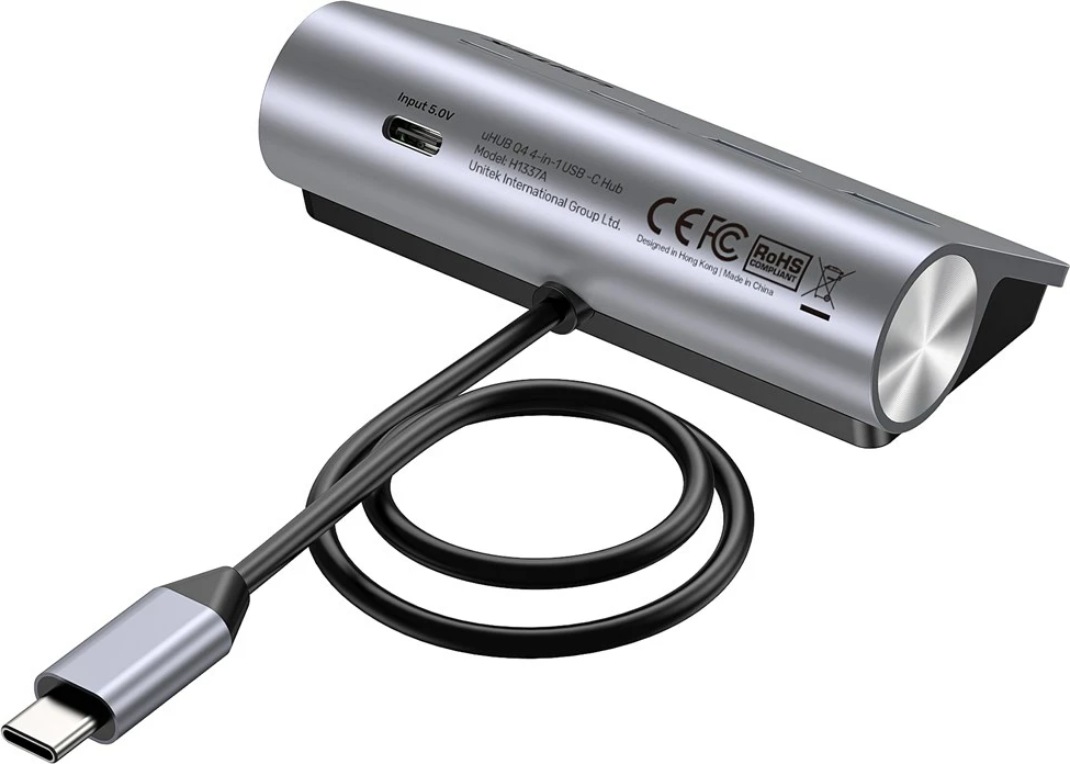 Kasë UNITEK H1337AGY01 USB-C me 2x USB-A, 2x USB-C, 5Gbps, Alumini, Argjend