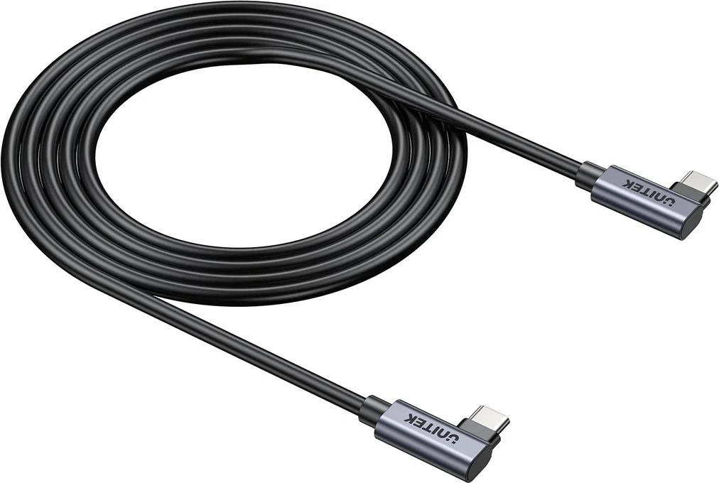 Kabllo USB C UNITEK C14147ABK01-0.5M, 0.5m, 100W, 90° kënd, e zezë