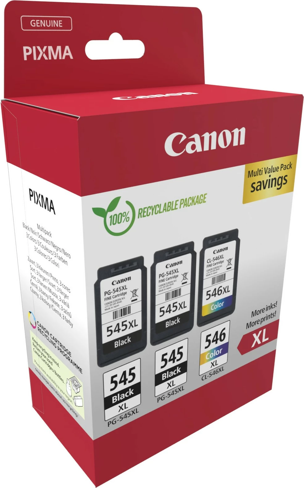 Toner Canon 8286B013, High (XL) Yield, Black, Cyan, Magenta, Yellow, 15 ml, 13 ml, 3 pc(s), Multi pack