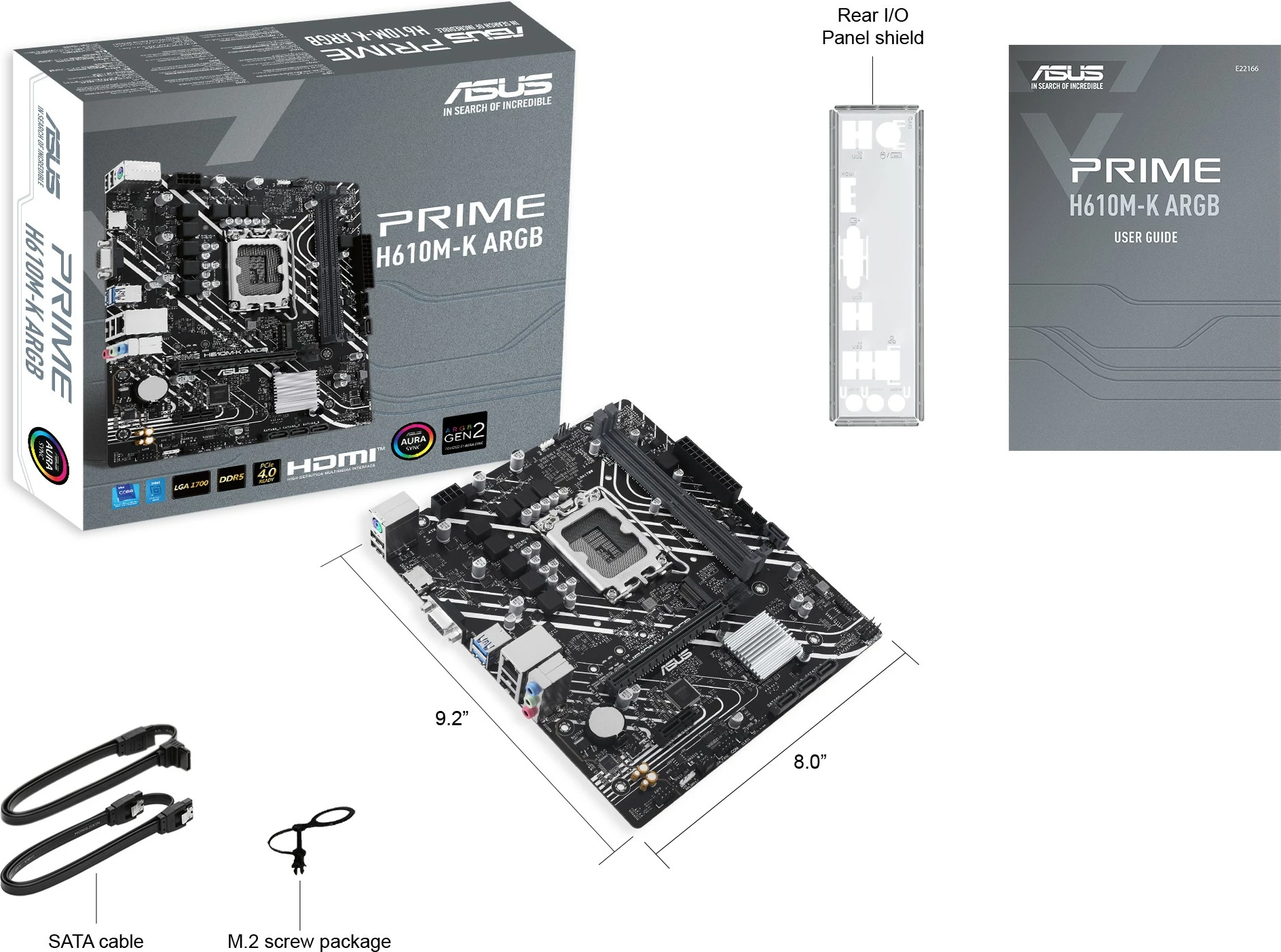 Pllakë amë ASUS PRIME H610M-K ARGB, Intel, DDR5, micro ATX