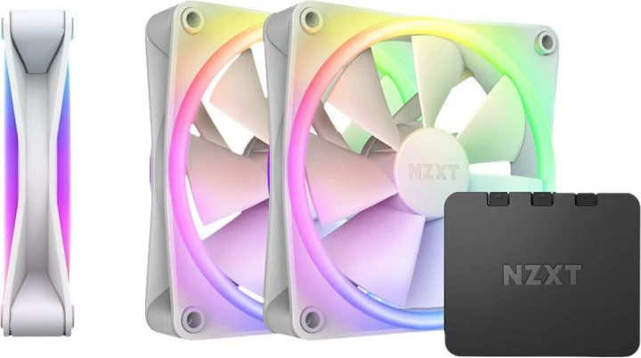 Ventilator kasë PC, NZXT, F‑Series RGB Duo 120mm, RF-D12TF-W1, 500 rpm, 28–32 dB, White, set 3‑copësh me kontrollues RGB