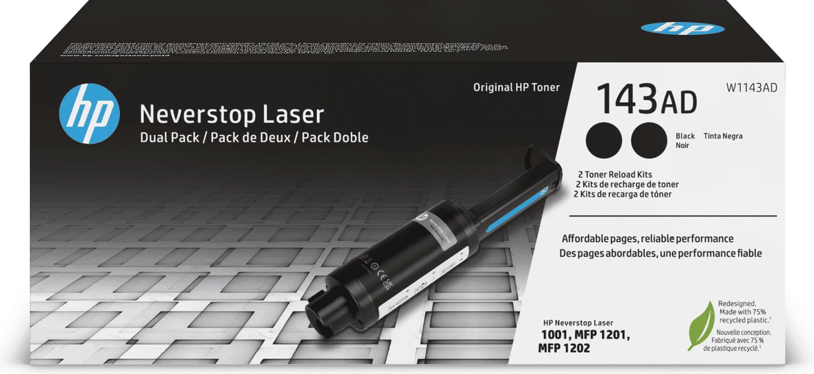Toner HP W1143AD Neverstop Laser, i zi, paketë dyshe