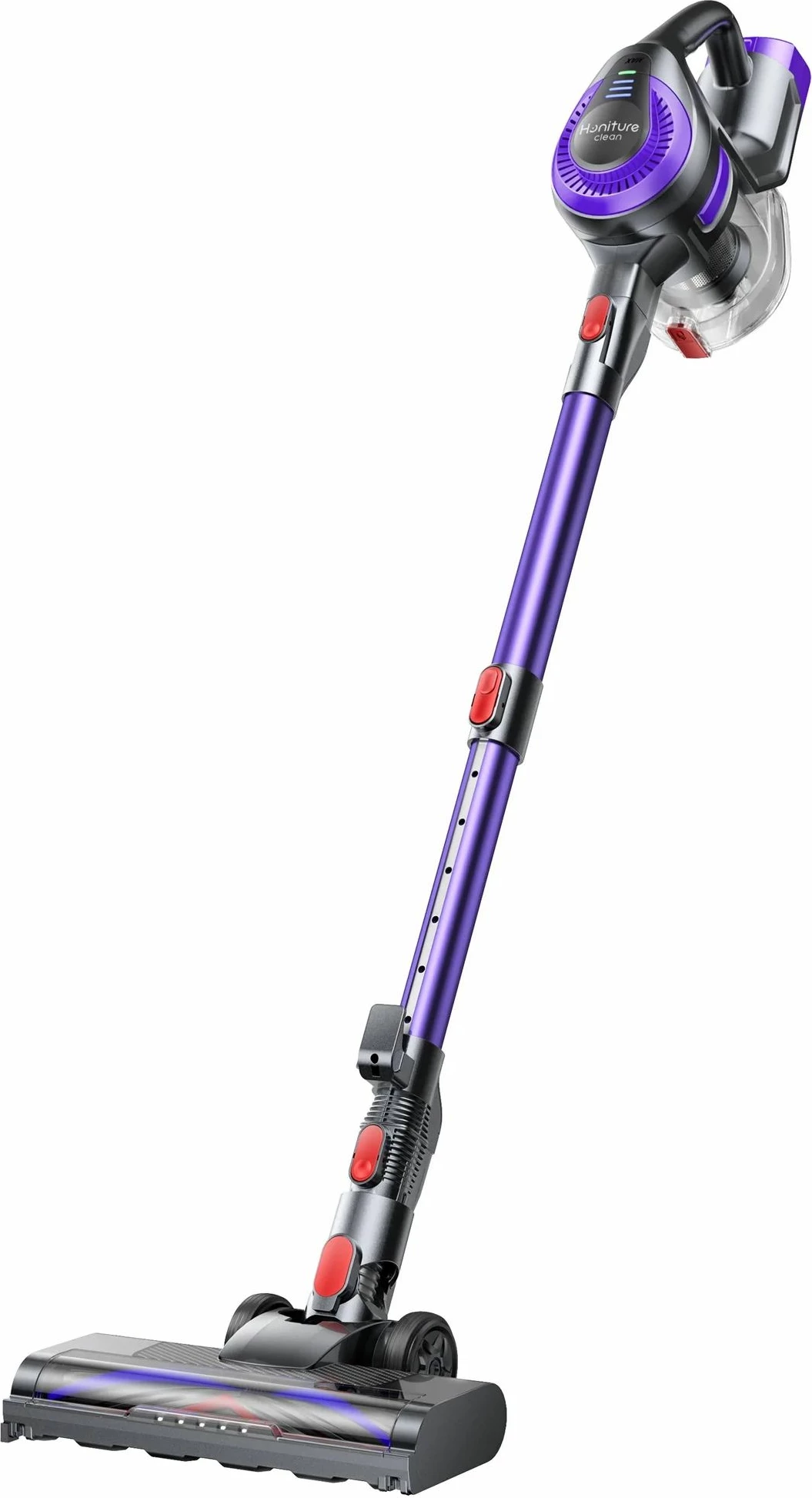 Fshesë vertikale pa kabllo Honiture Y10, 38 kPa, 500 W, bateri 22.2 V, 45 min, depo 1 L, HEPA 5-fazore, vjollcë/zi