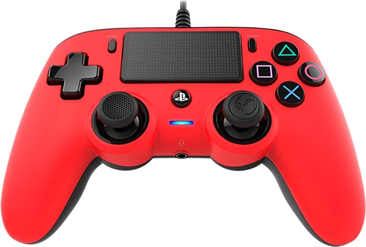 Kontroller lojërash me kabllo Nacon për PS4, 3 m, me dridhje dhe jack 3.5 mm, e kuqe