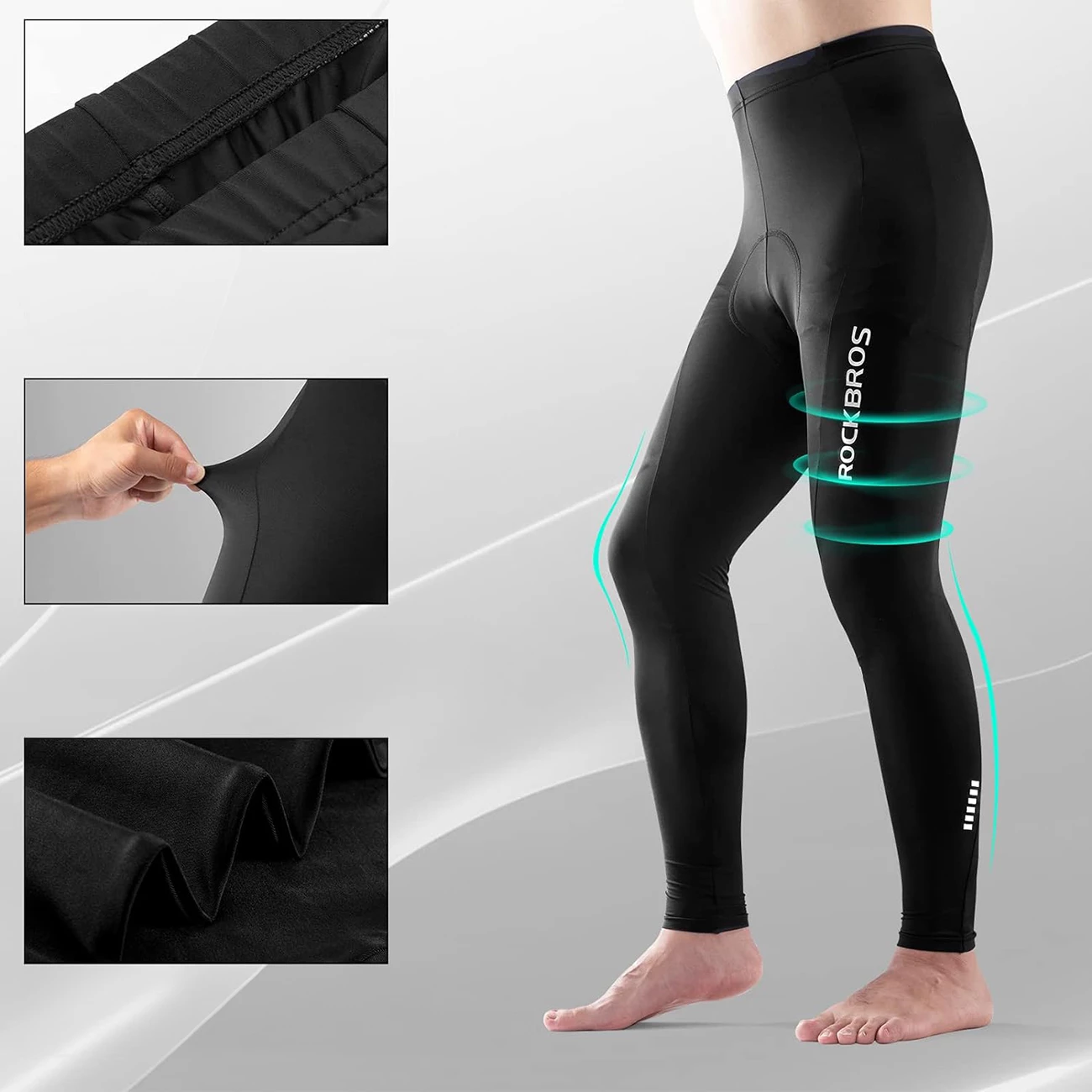 Pantallona çiklizmi Rockbros RK2004XL, frymëmarrëse, me futës 4D, XL, të zeza