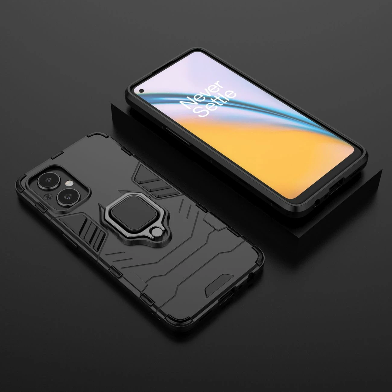 Mbështjellës Hurtel Ring Armor për OnePlus Nord N20 5G, i zi