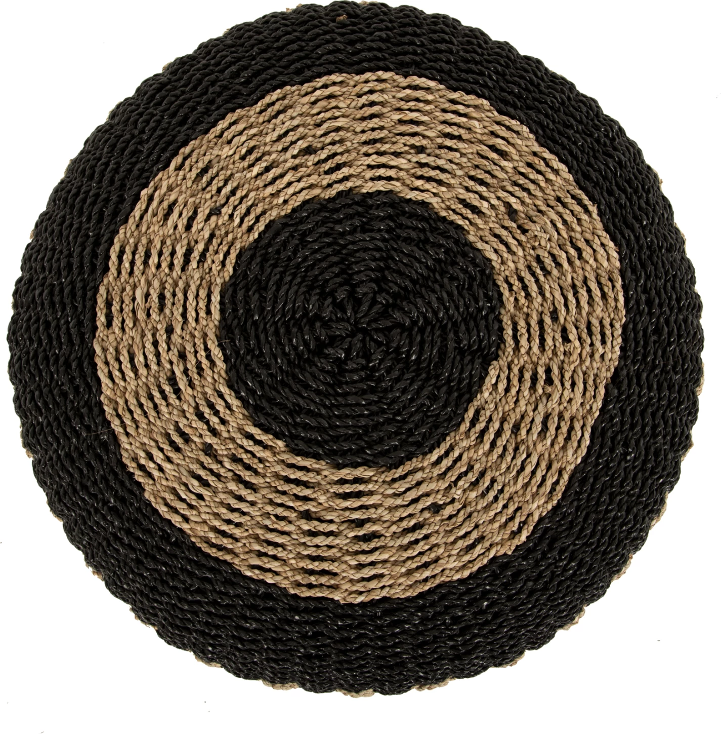 Karrige-puf SARONI, ngjyrë natyrale-e zezë, Φ60x35H cm