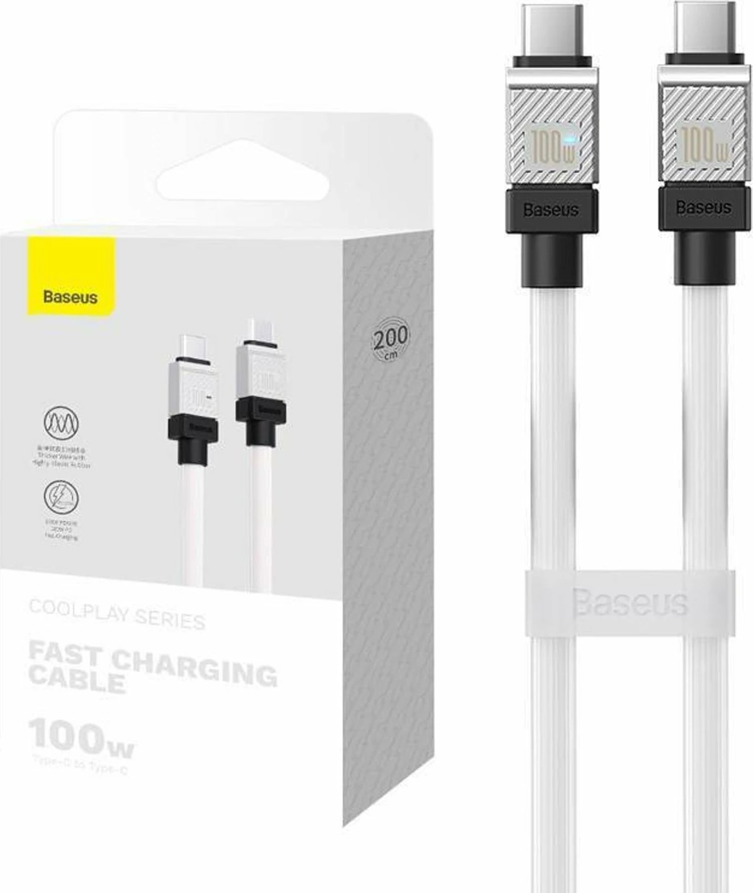 Kabl USB-C Baseus CAKW000302 USB-C në USB-C 2 m 100 W 480 Mbps i zi