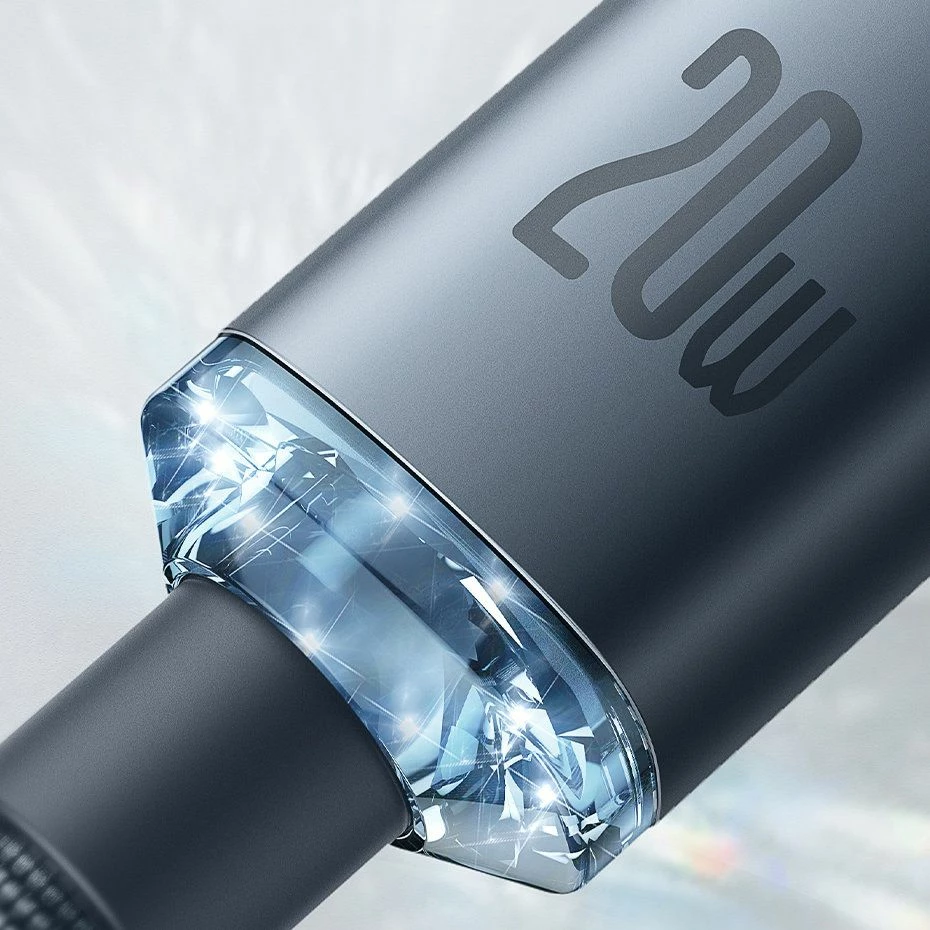 Kabel USB-C në Lightning Baseus Crystal Shine Series BSU3021BLU 2 m PD 20W, kaltër