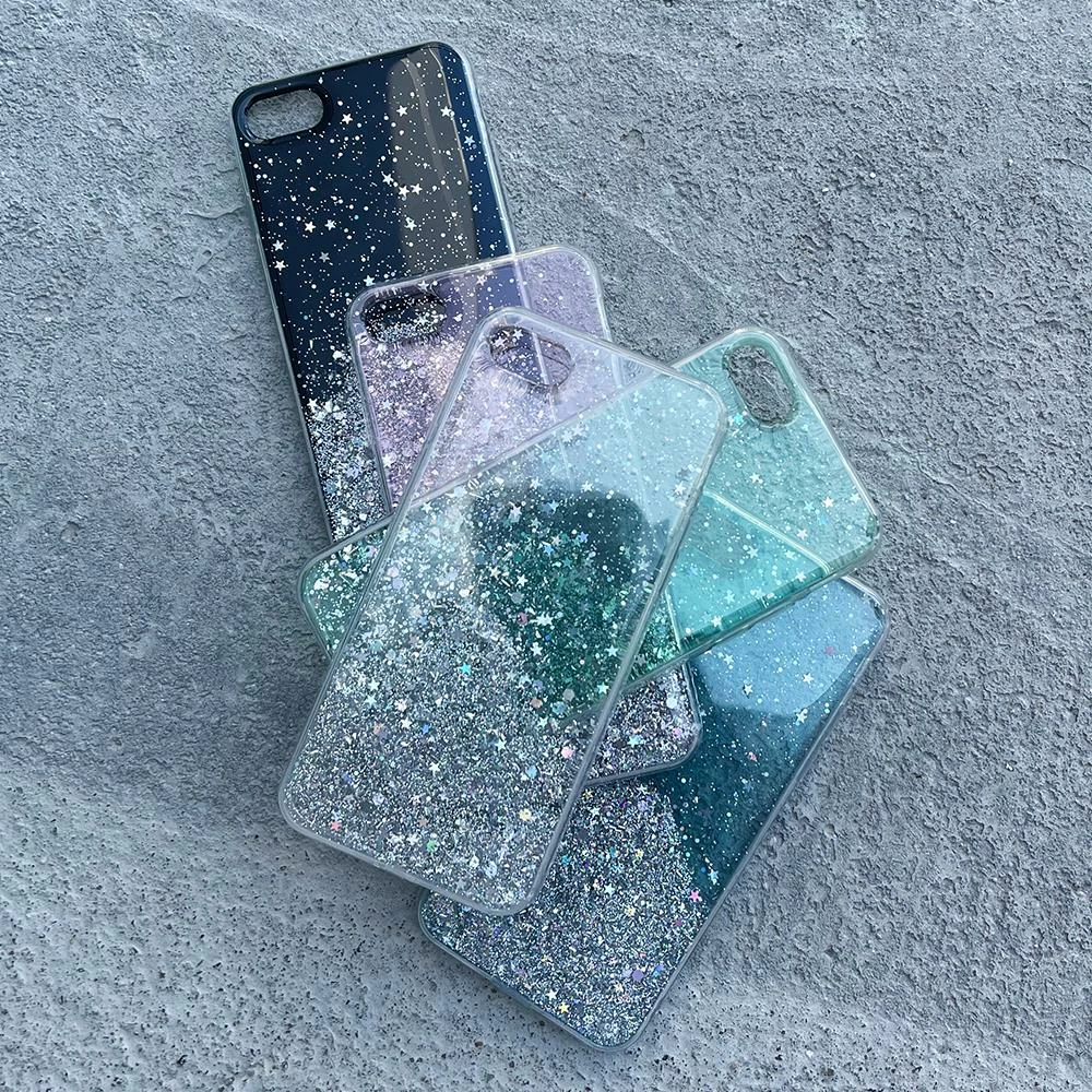 Mbështjellës Wozinsky Star Glitter për Samsung Galaxy A22 4G, transparent, argjendtë