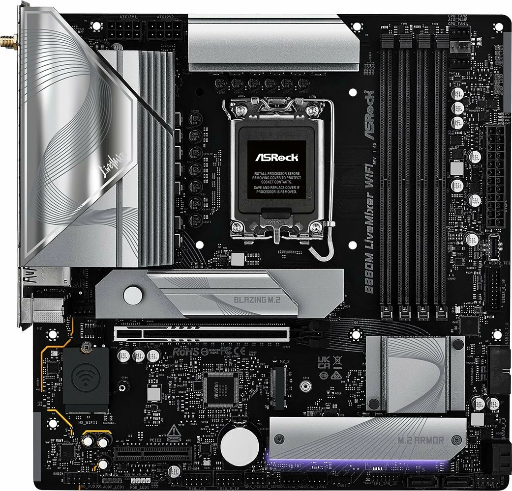Pllakë amë ASRock B860M LiveMixer WiFi Micro ATX DDR5, Wi‑Fi 6E, Thunderbolt 4