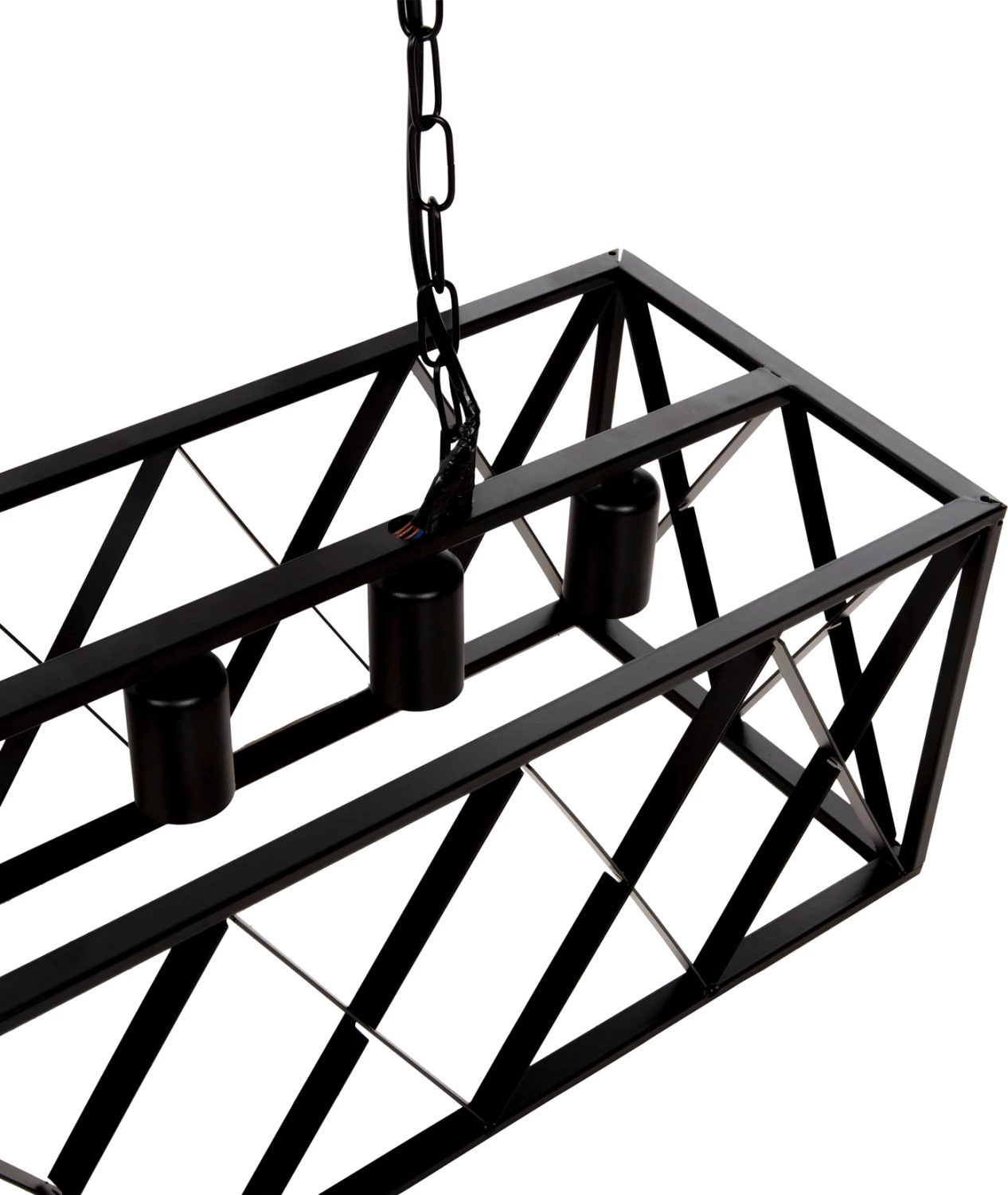 Llambë varëse tavani, kornizë metali e zezë, FH4128, 6 drita, 77.5x25x101 cm