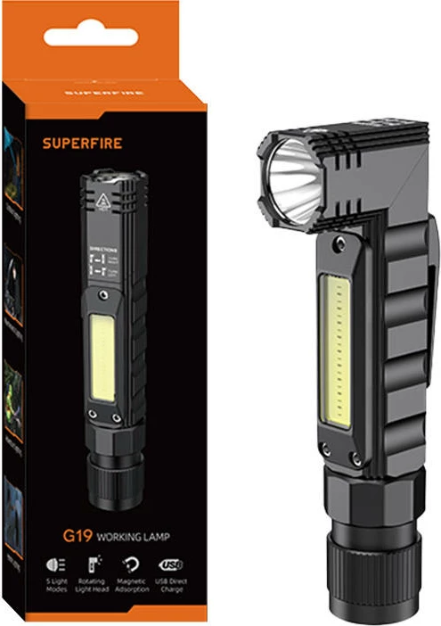 Elektrik dore multifunksional Superfire G19, 200 lumen, USB, i zi