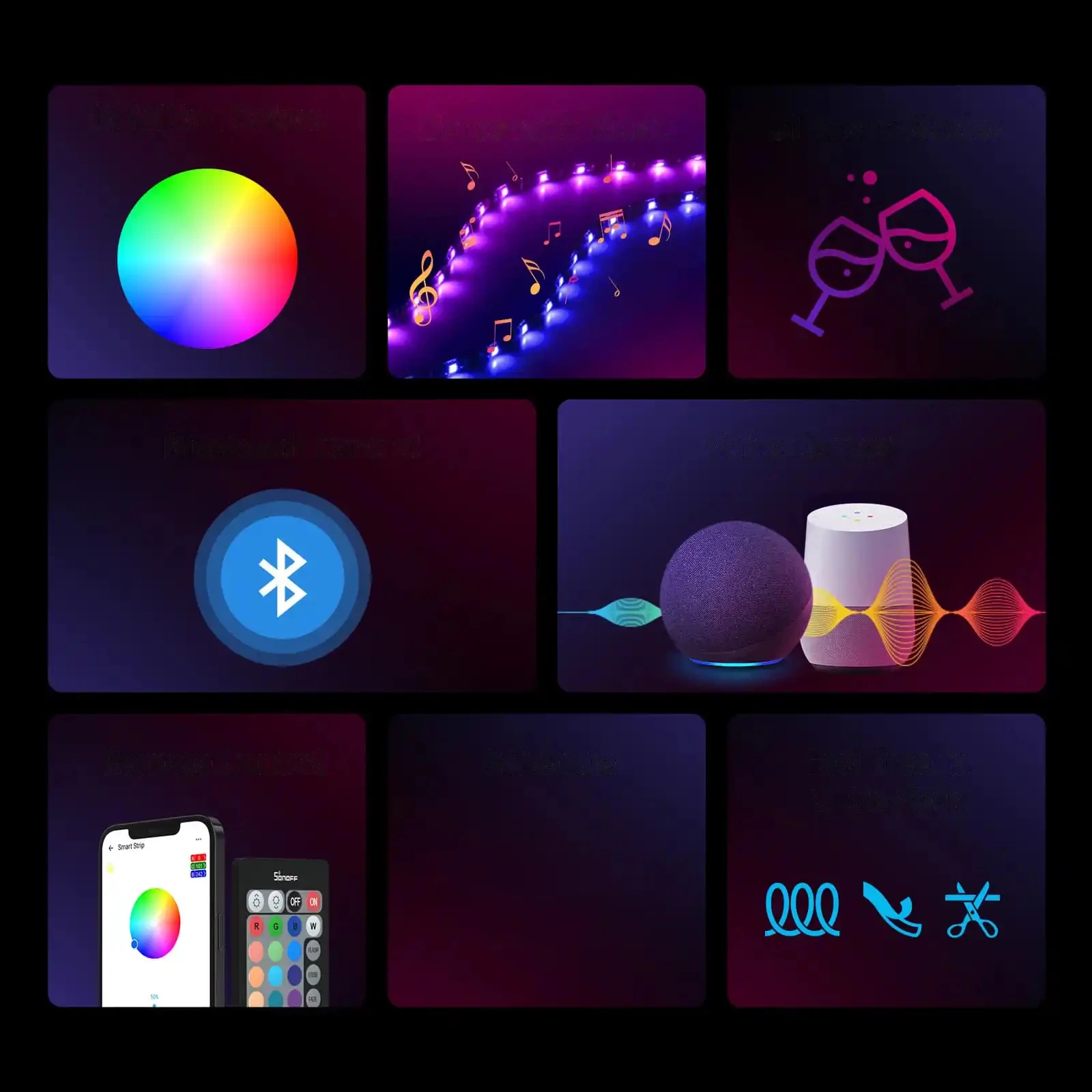 Shirit LED inteligjent Sonoff L2-5M, 5m, RGB, Wi-Fi, me telekomandë, i papërshkueshëm nga uji, set