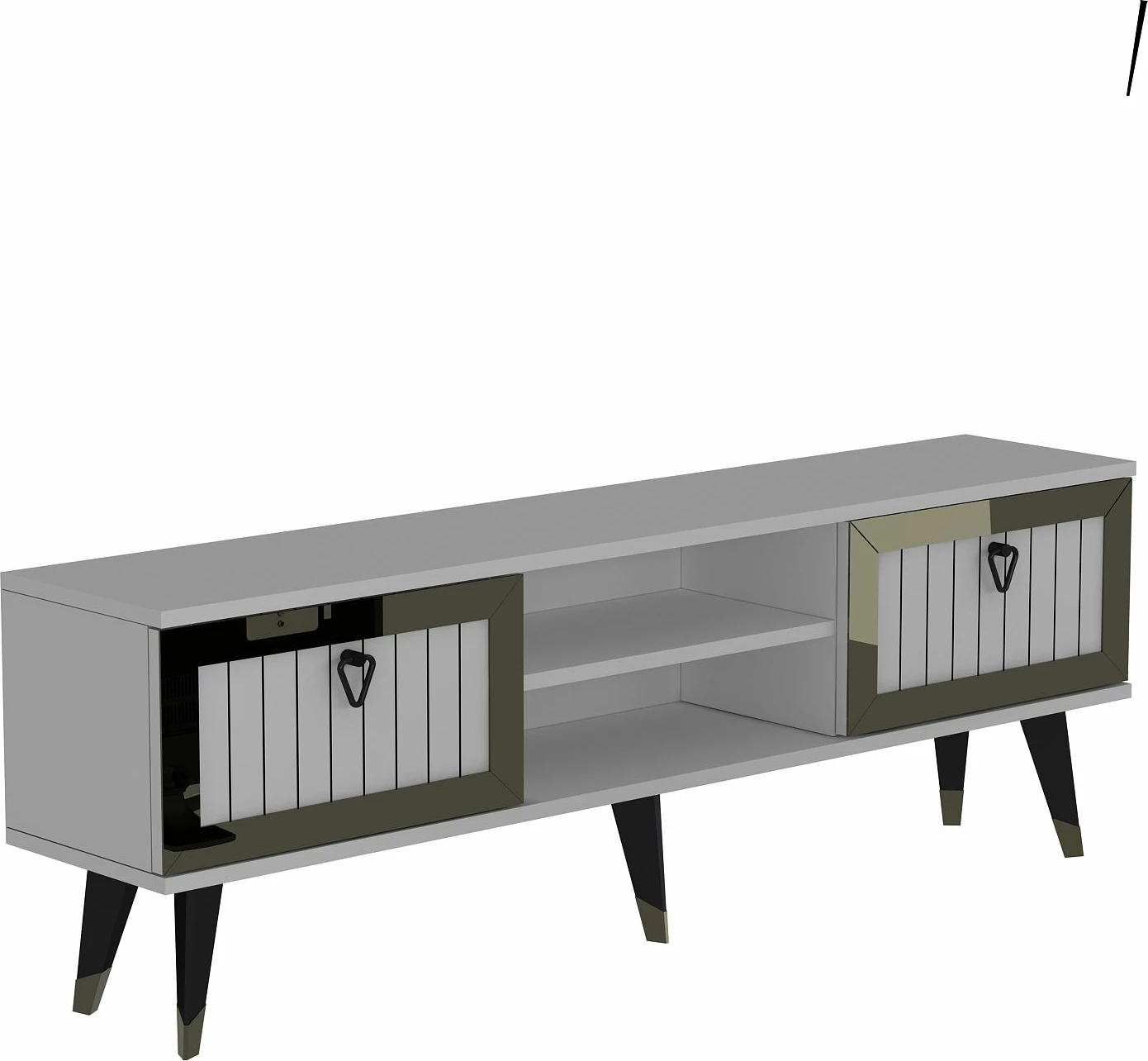 Komodë për TV Skye Decor, Lidya, e bardhë dhe ari