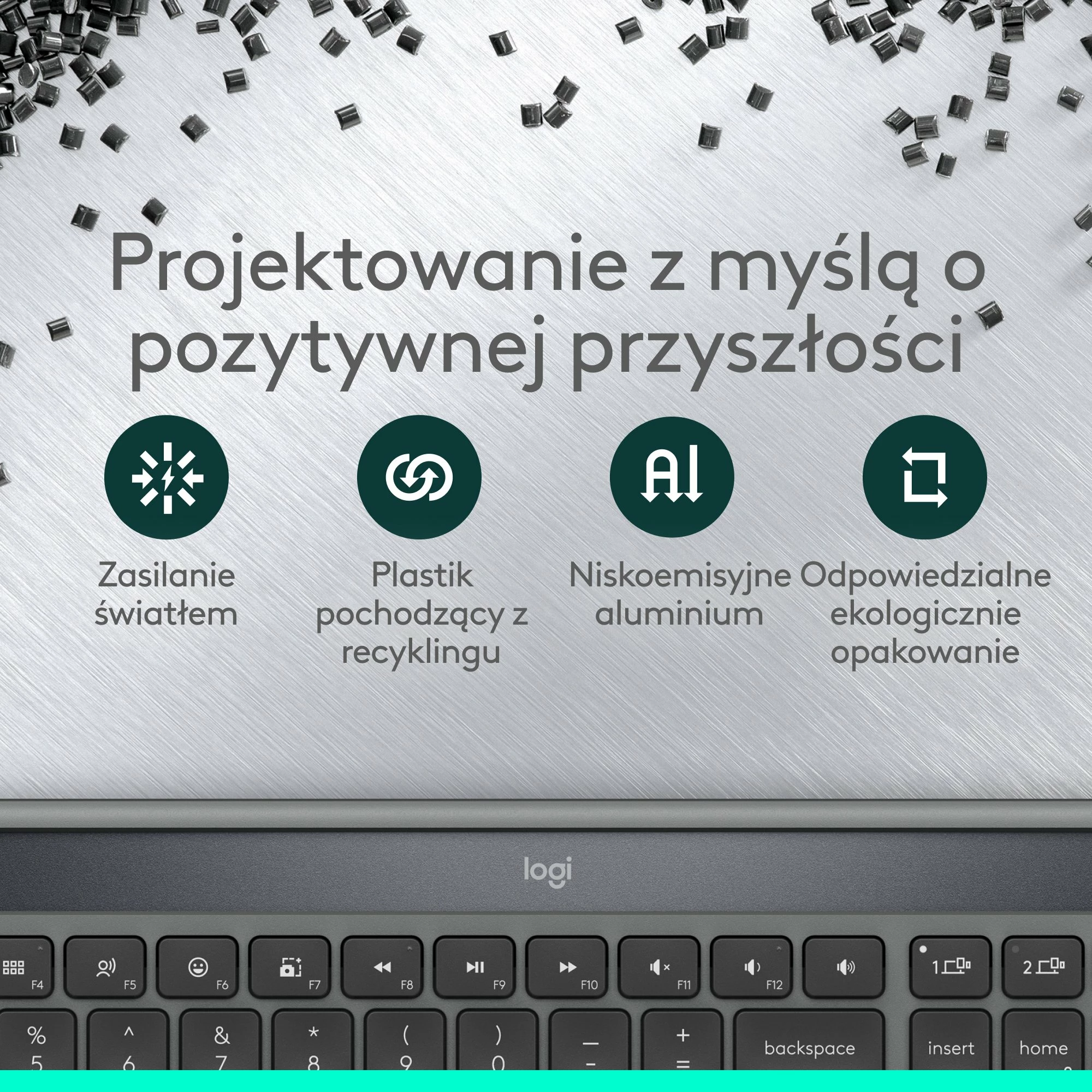 Tastierë wireless Logitech Slim Solar+ 920-013764, US layout, Bluetooth/Logi Bolt, full-size me numpad, Graphite