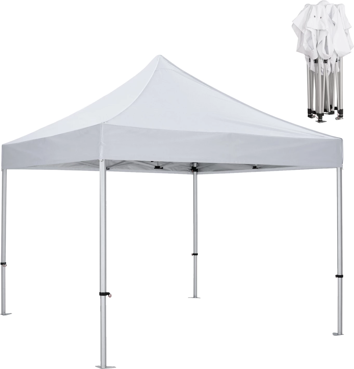 Gazebo profesional i palosshëm, kornizë alumini, ngjyrë argjendi, hije e bardhë, 3x3x3.43m