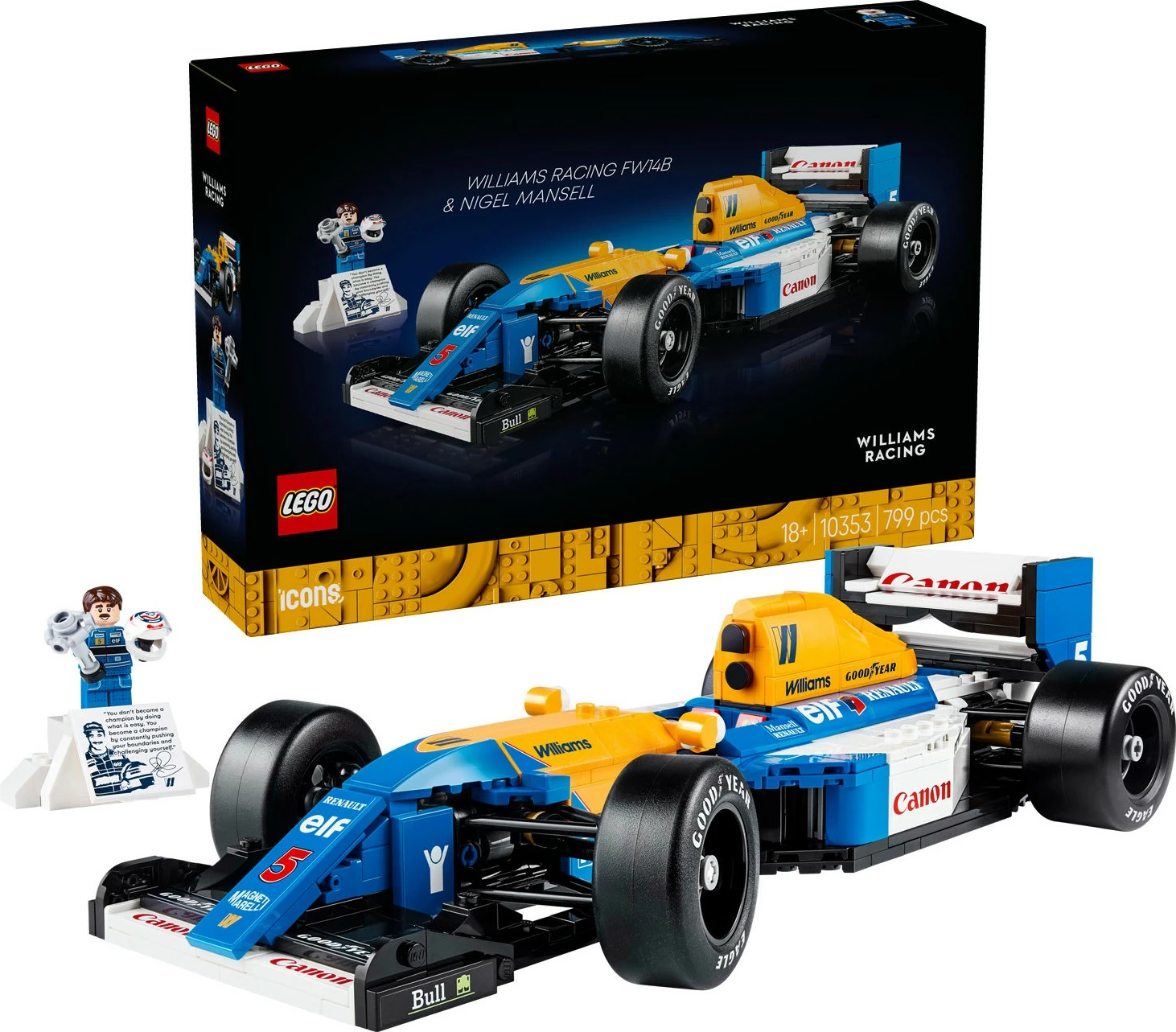 Set ndërtimi LEGO Williams Racing FW14B & Nigel Mansell, 799 pjesë, shumëngjyrësh