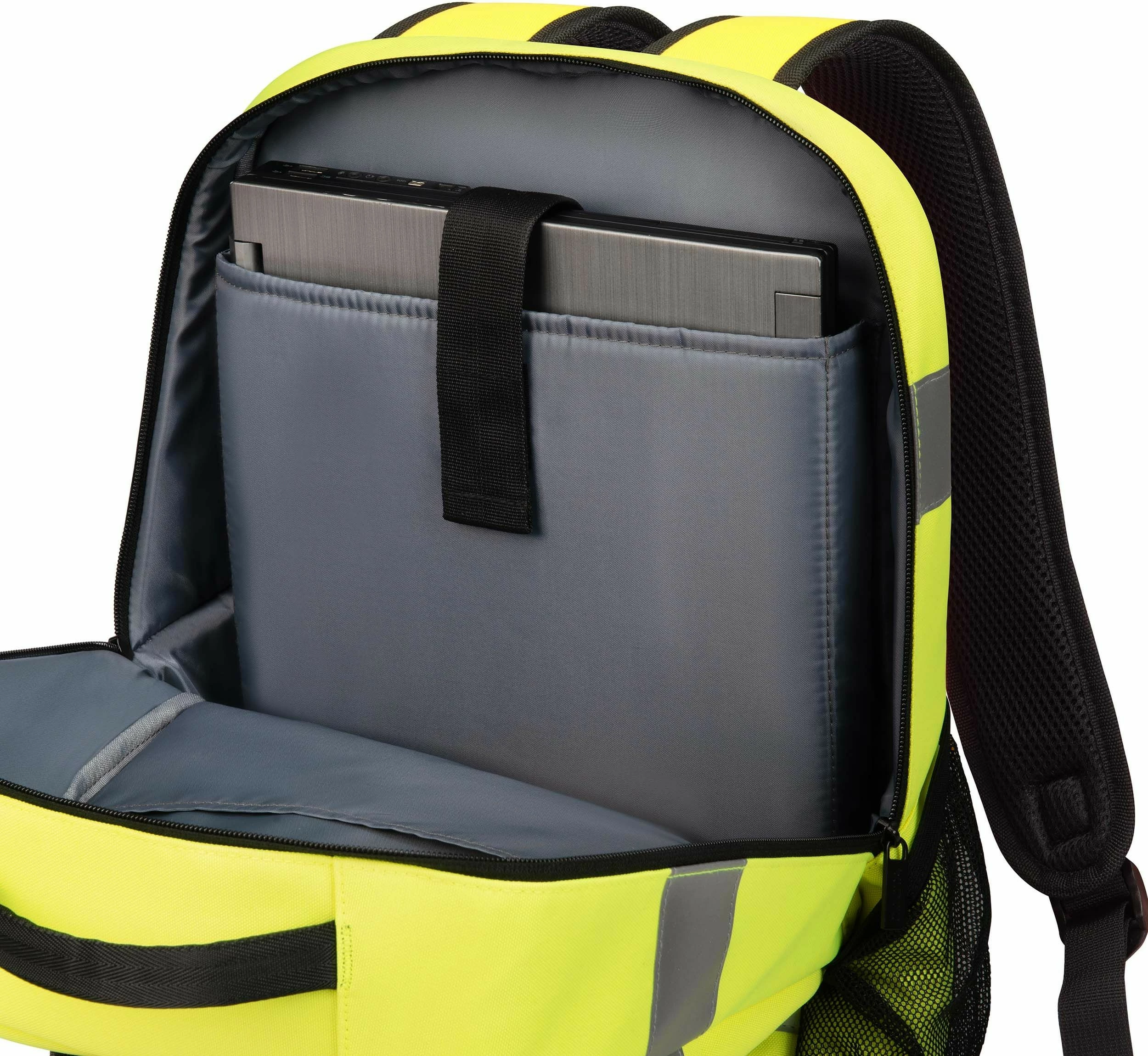Rucksack DICOTA P20471-17, 24L, ndarje për laptop, rPET, zi/gri/verdhë