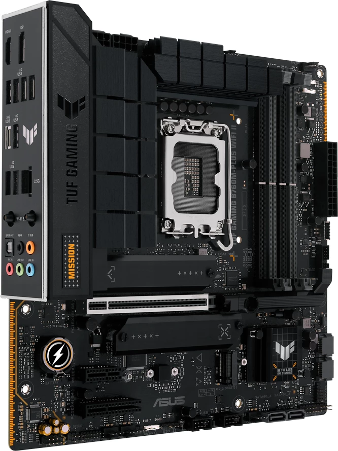 Pllakë amë ASUS TUF Gaming B760M-PLUS WIFI II, mATX, LGA1700, Intel B760, DDR5 (4xDIMM), 3xM.2, 4xSATA, PCIe 5.0, 2.5GbE, WiFi 6E, Bluetooth 5.3