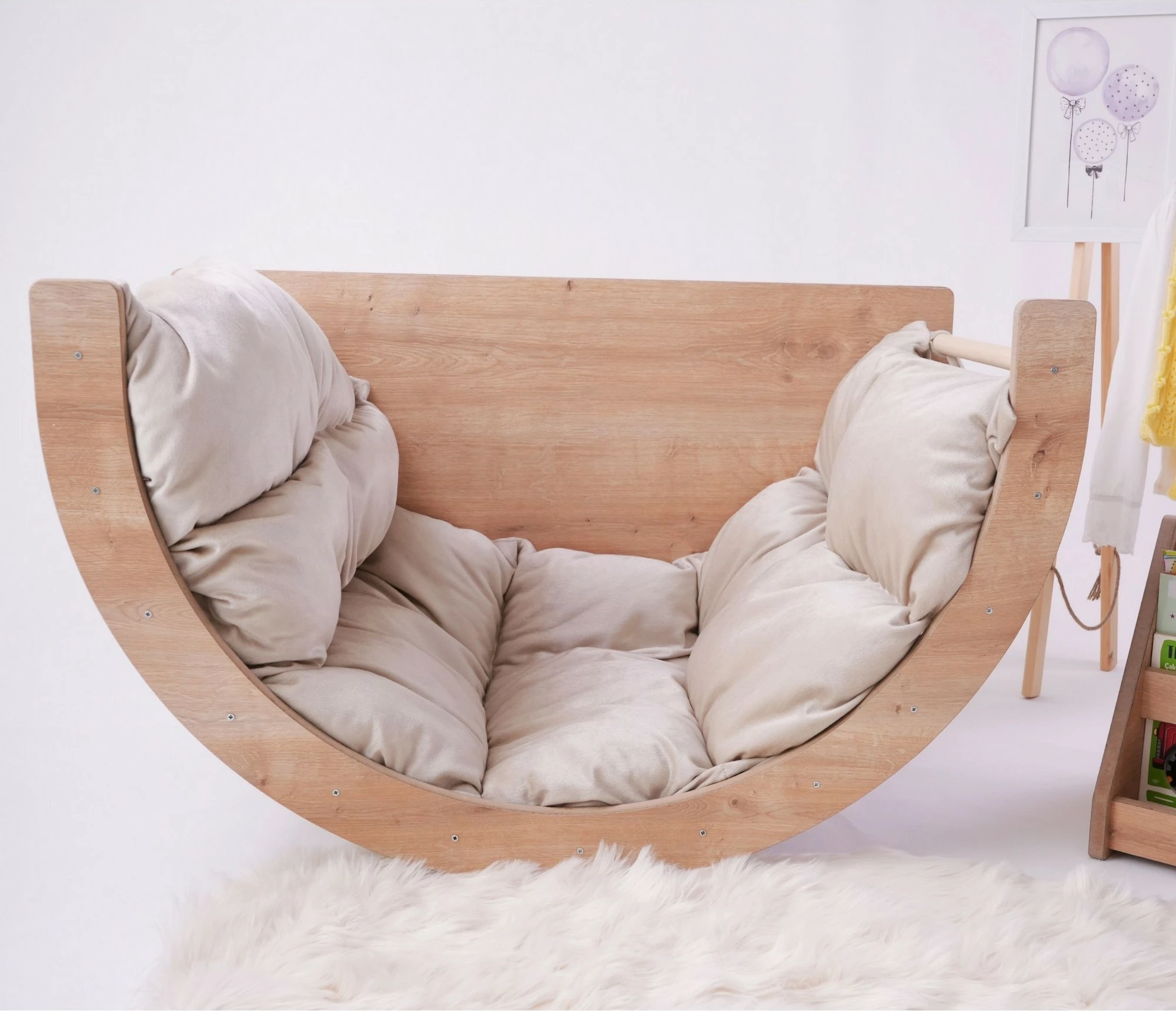 Set ngjitës Pikler për fëmijë, ngjyrë kafe, Hanah Home, Sincap