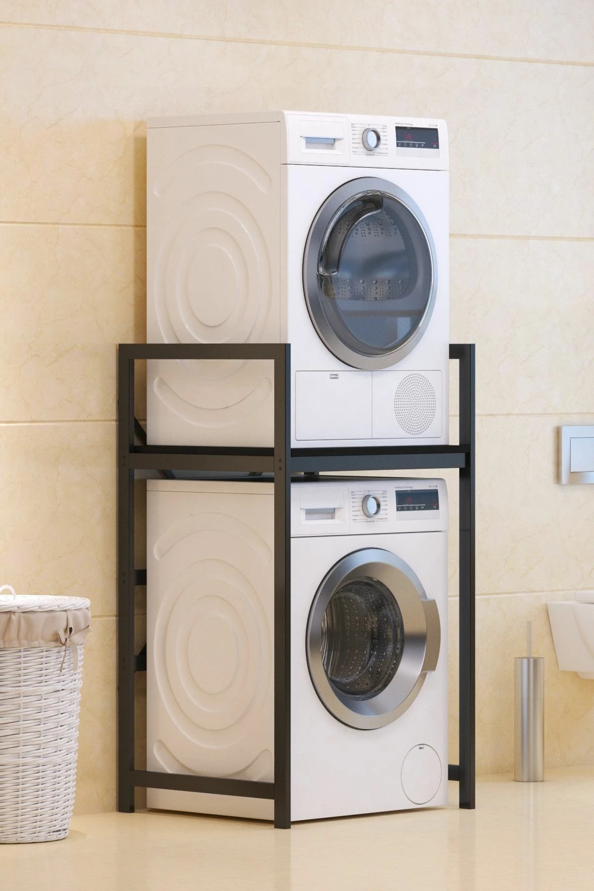 Kabinë për lavatriçe, ngjyrë e zezë, Skye Decor, C7