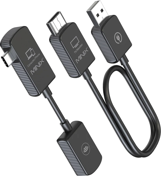 Transmetues video pa tela USB-C në HDMI Minix NEO-C1, Plug & Play, 50 m, set transmetues + marrës, i zi