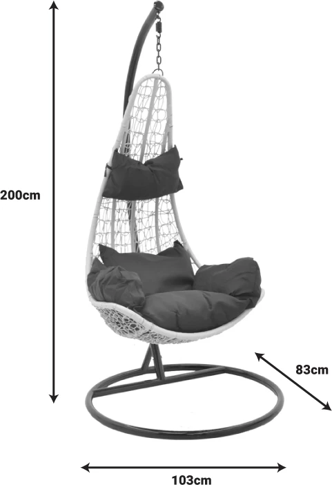 Karrige varëse për kopsht Soleil, ngjyrë natyrale dhe metal i zi, 103x83x200cm