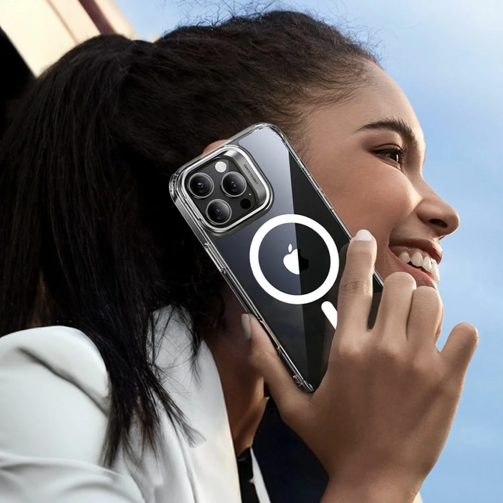 Mbështjellës ESR Classic Hybrid Kickstand HaloLock MagSafe me xham të temperuar për iPhone 16 Pro, Transparent, Set