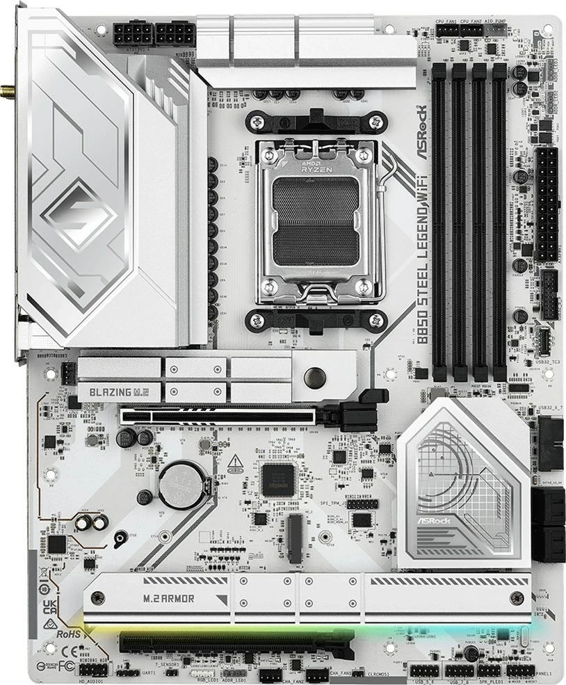 Pllakë amë Asrock B850 Steel Legend WiFi, Socket AM5, ATX, Bardhë