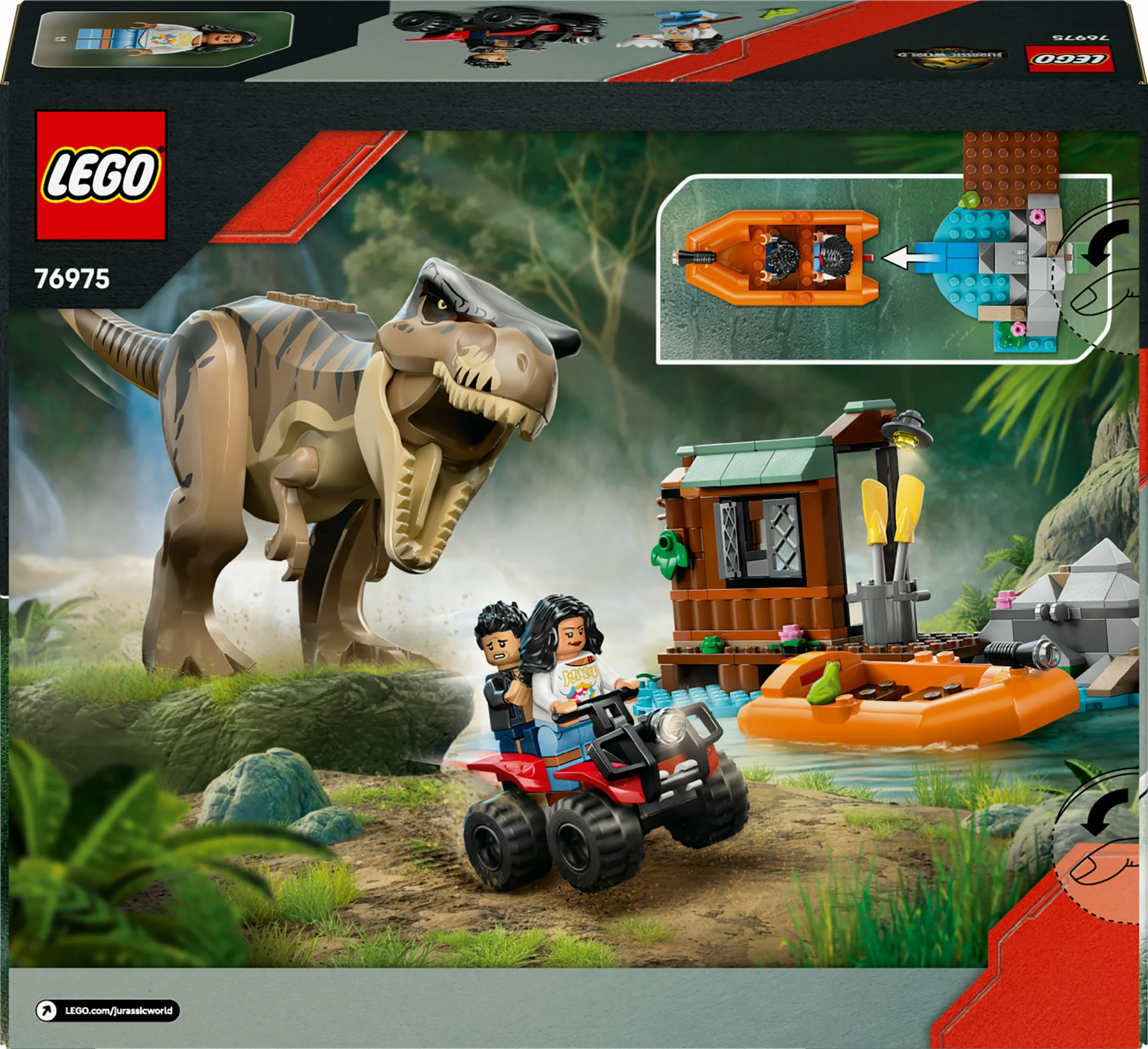 Set LEGO Jurassic World Escape by River from T-Rex 76975, 199 copë, 5+