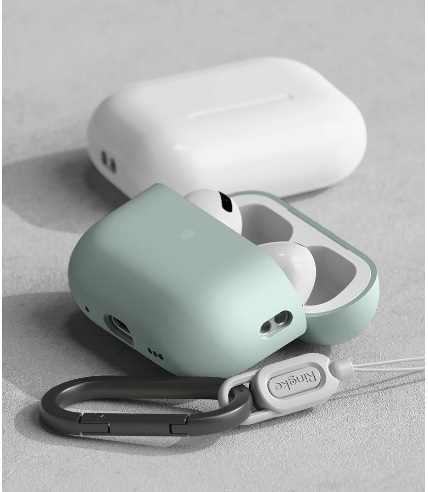 Mbështjellës Ringke për AirPods Pro/Pro 2, Silikon, i gjelbër, me karabiner