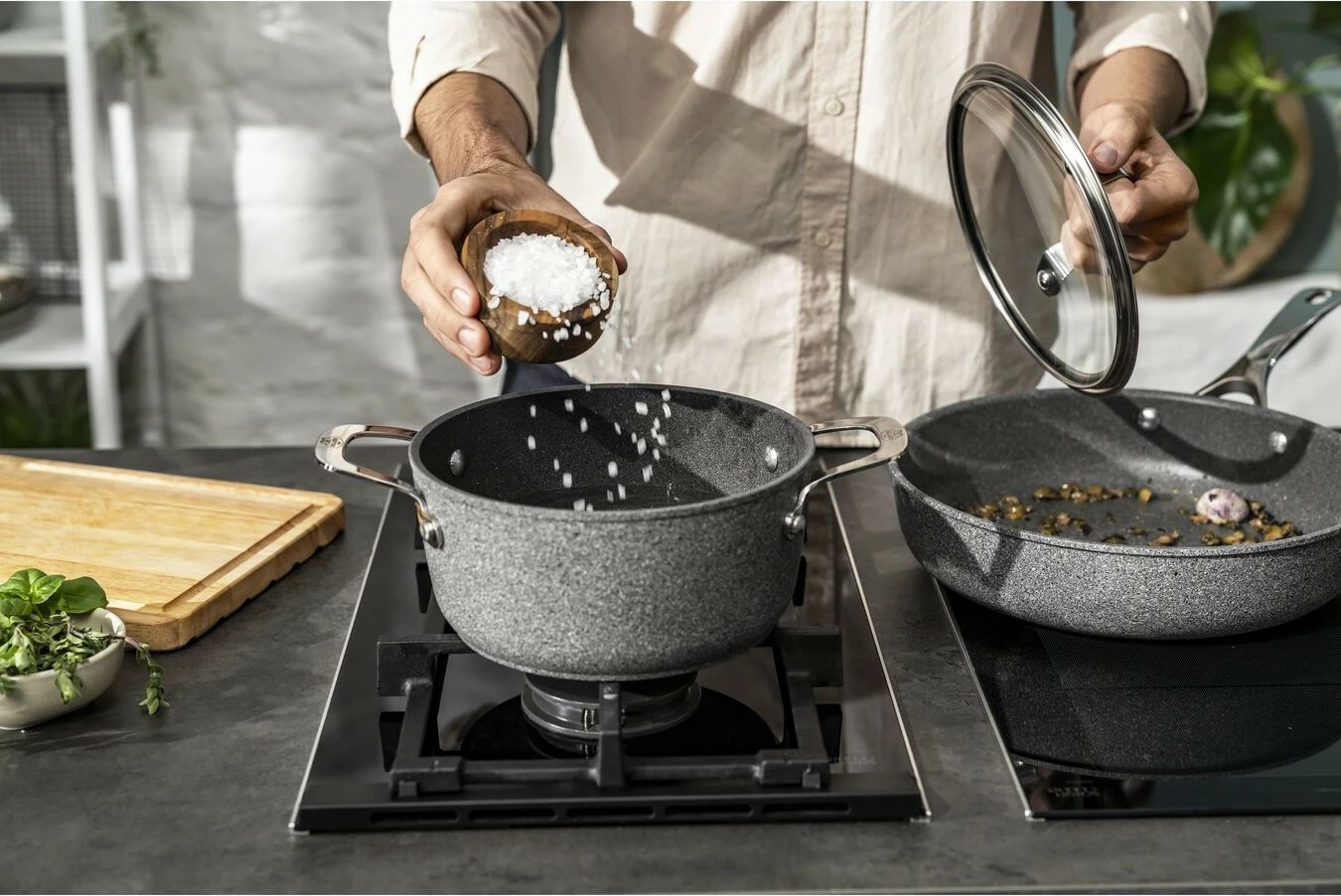 Tenxhere Ballarini Salina 20cm, 2.67L, alumini, kapak xhami, gri