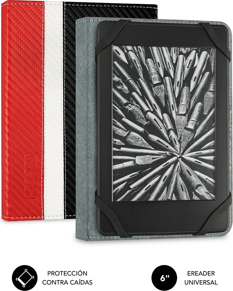 Mbështjellës për eBook SUBBLIM CLEVER 6" SUB-CUE-1EC002, i zi, i kuq, i bardhë